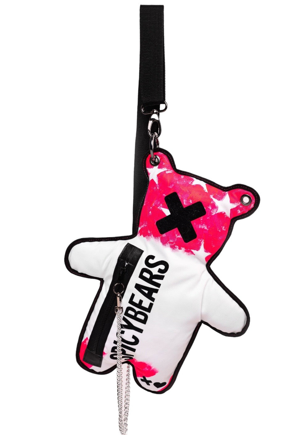 American Style White & Pink | Black SPICYBEARS Hand-Painted Purse - SPICYBEARS