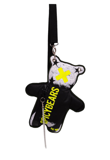 American Style Black & White | Neon Yellow SPICYBEARS Hand-Painted Purse - SPICYBEARS