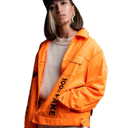 Neon Orange Oversized Jacket "MOOD NYLA" - SPICYBEARS