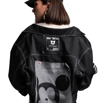 Oversized Jacket "MOOD NYLA" in Black - SPICYBEARS