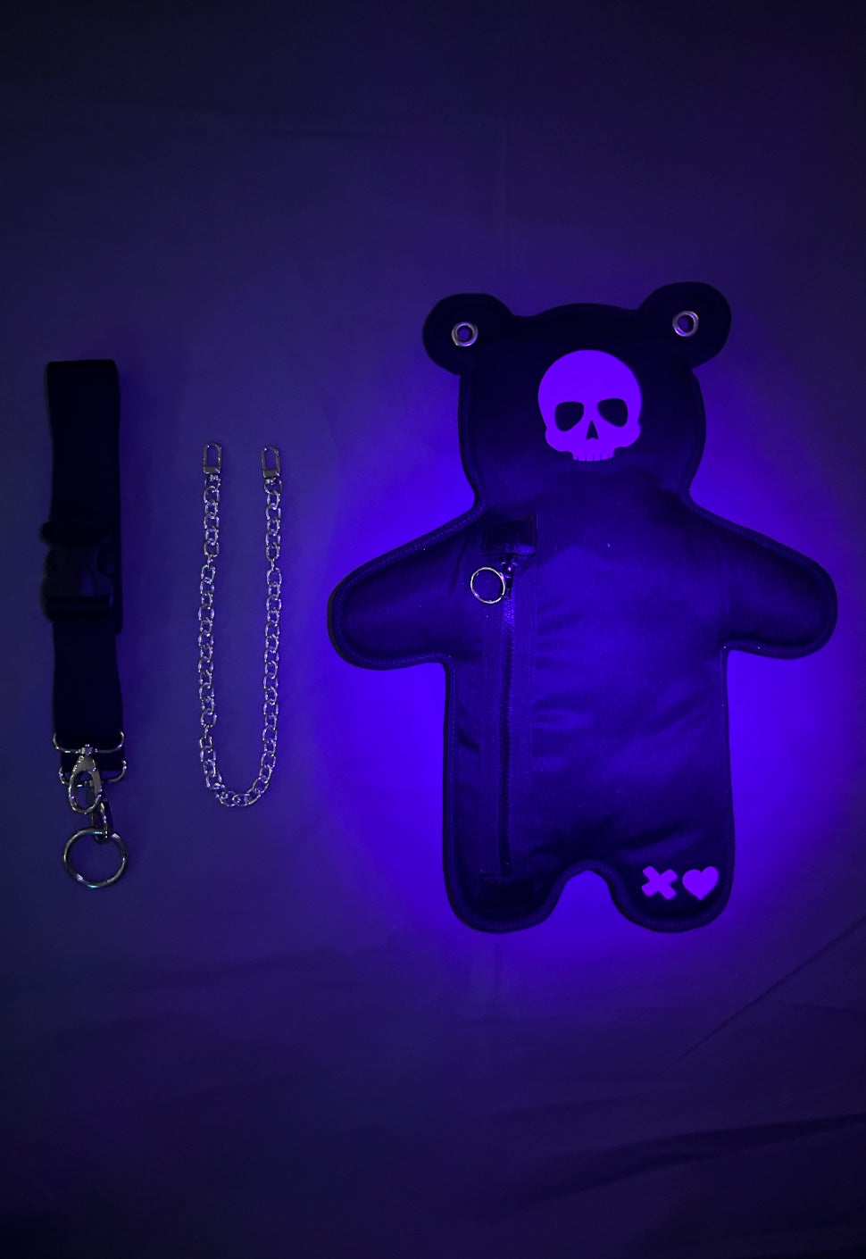 SkullBEARS 2.0 | Black | Fluorescent Reflective Red Bear Bag - SPICYBEARS