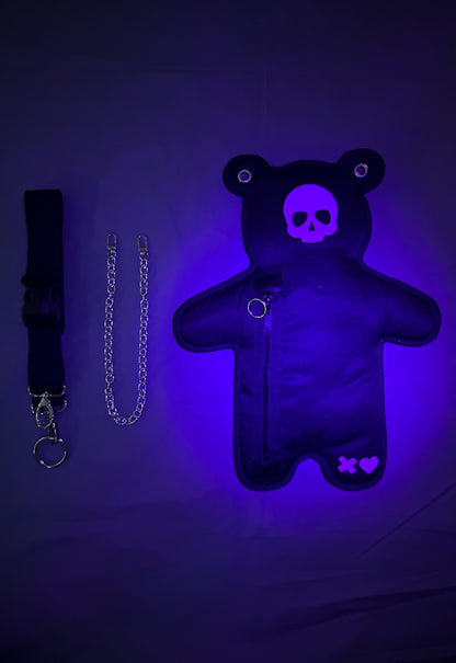 SkullBEARS 2.0 | Black | Fluorescent Reflective Red Bear Bag - SPICYBEARS