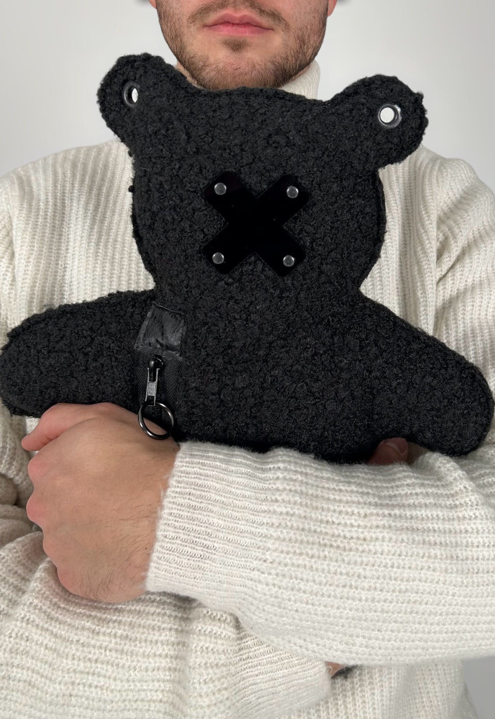 BLACK CUB | Black Bouclé | Black Acrylic Bear Bag - SPICYBEARS