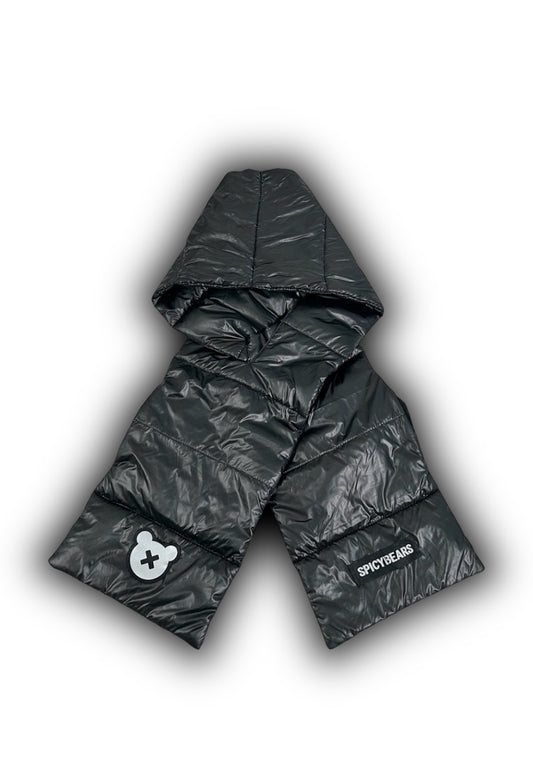 SPICYBEARS Padded Scarf with Fleece Hands Pockets | Black | Silver Reflective - SPICYBEARS