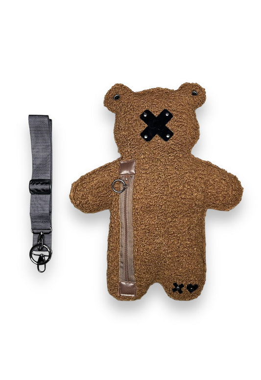 GRIZZLY | Brown Bouclé | Black Acrylic Bear Bag - SPICYBEARS
