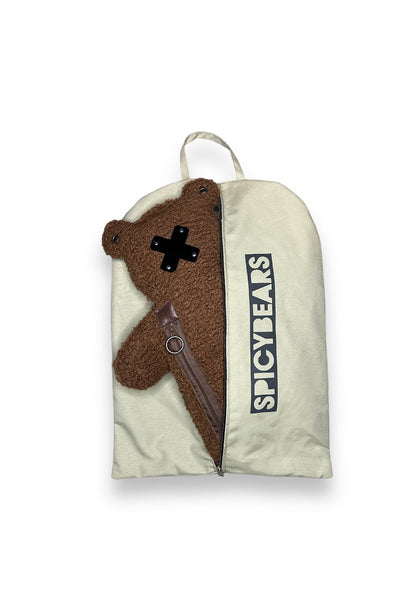 GRIZZLY | Brown Bouclé | Black Acrylic Bear Bag - SPICYBEARS