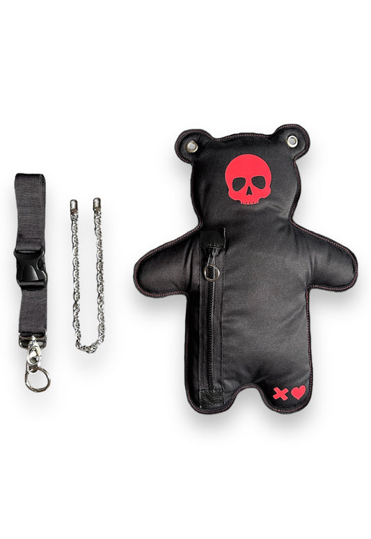 SkullBEARS 2.0 | Black | Fluorescent Reflective Red Bear Bag - SPICYBEARS