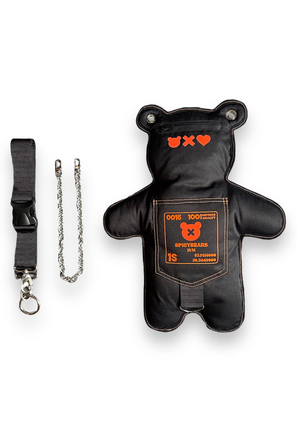 SkullBEARS 2.0 | Black | Fluorescent Reflective Orange Bear Bag - SPICYBEARS