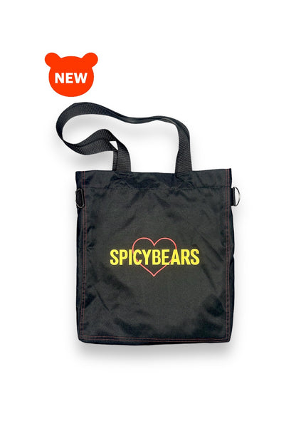 SPICYBEARS Tote | Black | Gold | Red Heart - SPICYBEARS