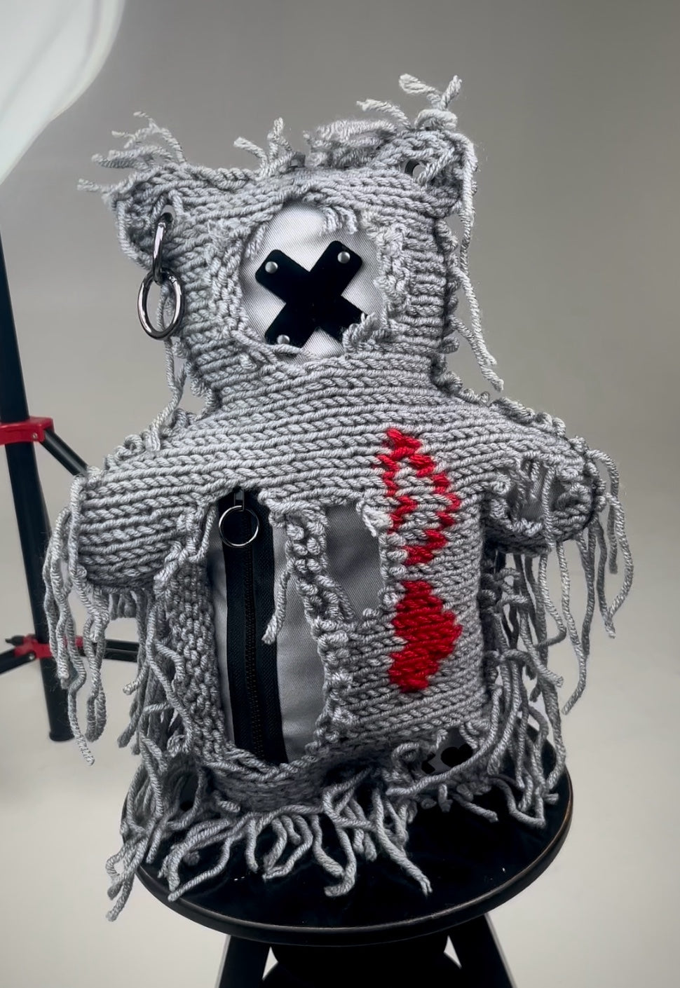 Gray | Gray Semi-Wool Coat | Valentine's Spooky Bear Bag - SPICYBEARS