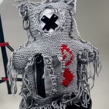 Gray | Gray Semi-Wool Coat | Valentine's Spooky Bear Bag - SPICYBEARS