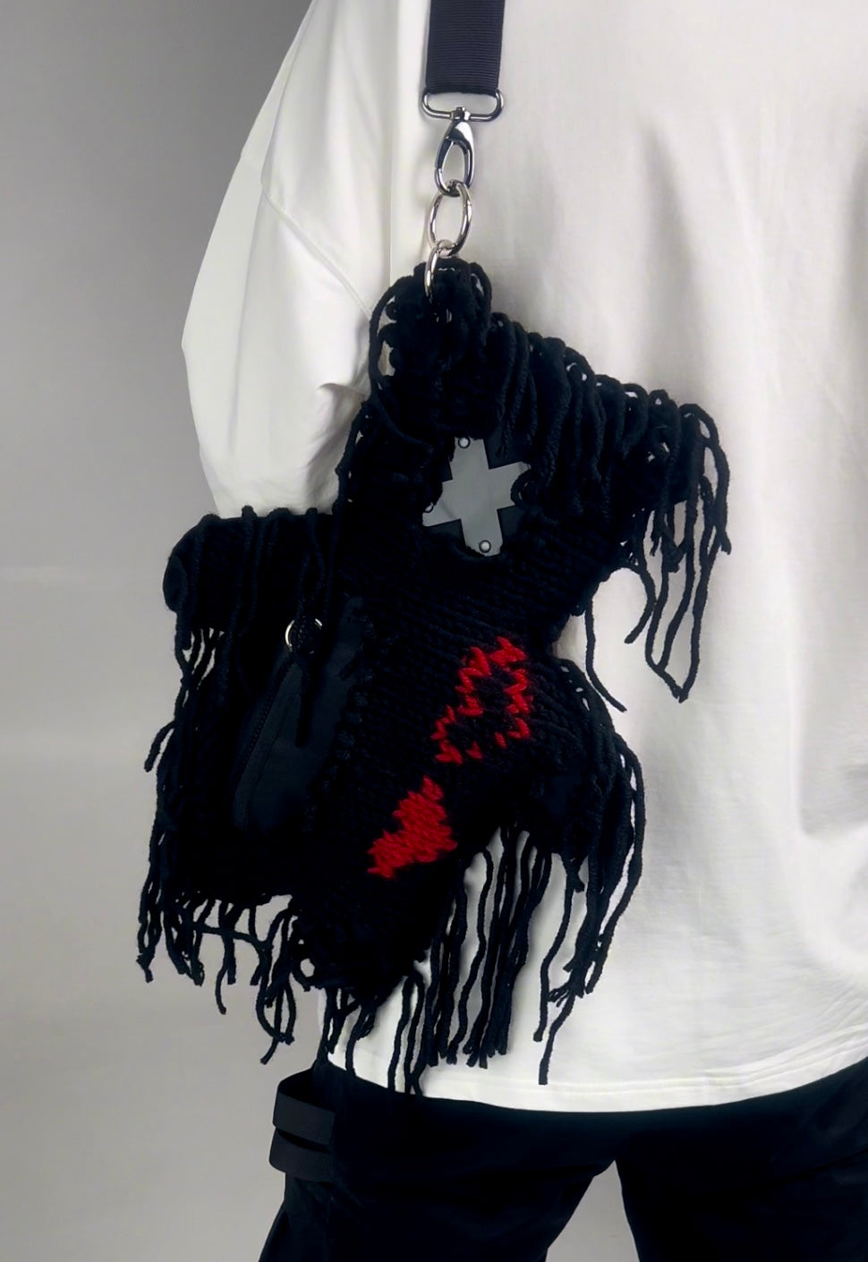 Black | Black Semi-Wool Coat | Valentine's Spooky Bear Bag - SPICYBEARS