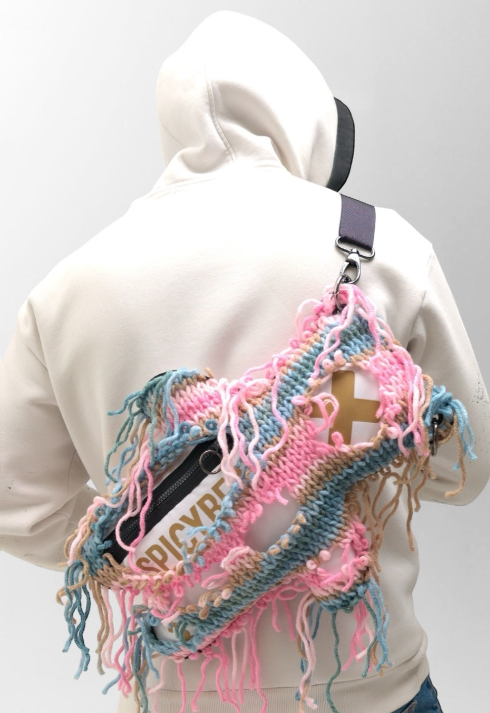 White | Melange Semi-Wool Coat | Spooky Bear Bag - SPICYBEARS