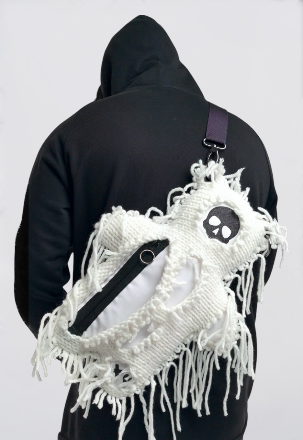 White | White Semi-Wool Coat | Spooky SkullBEARS Bear Bag - SPICYBEARS