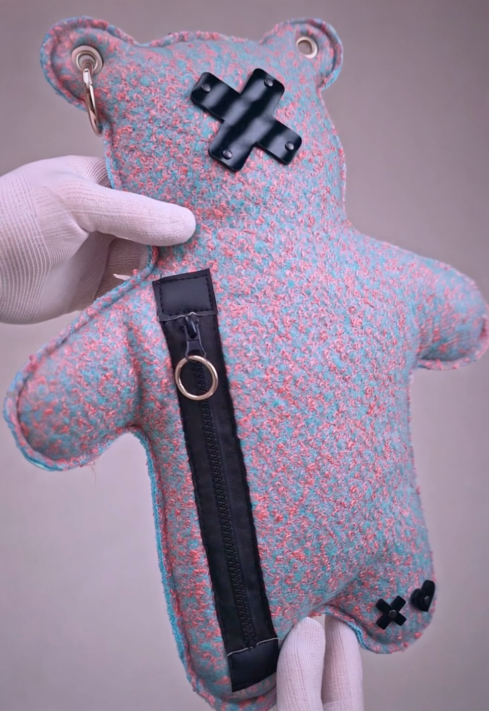 SKY | Pink Dawn Bouclé | Black Acrylic Bear Bag