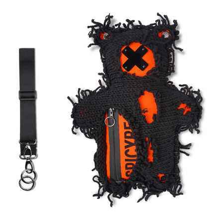 Neon Orange | Black Semi-Wool Coat | Spooky Bear Bag - SPICYBEARS
