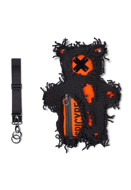 Neon Orange | Black Semi-Wool Coat | Spooky Bear Bag - SPICYBEARS