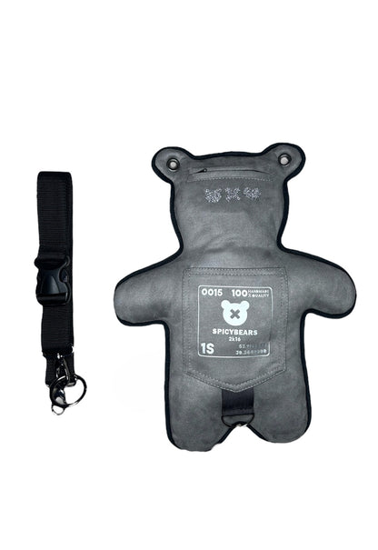 Monochrome | Gray Suede | Silver Glitter Bear Bag - SPICYBEARS