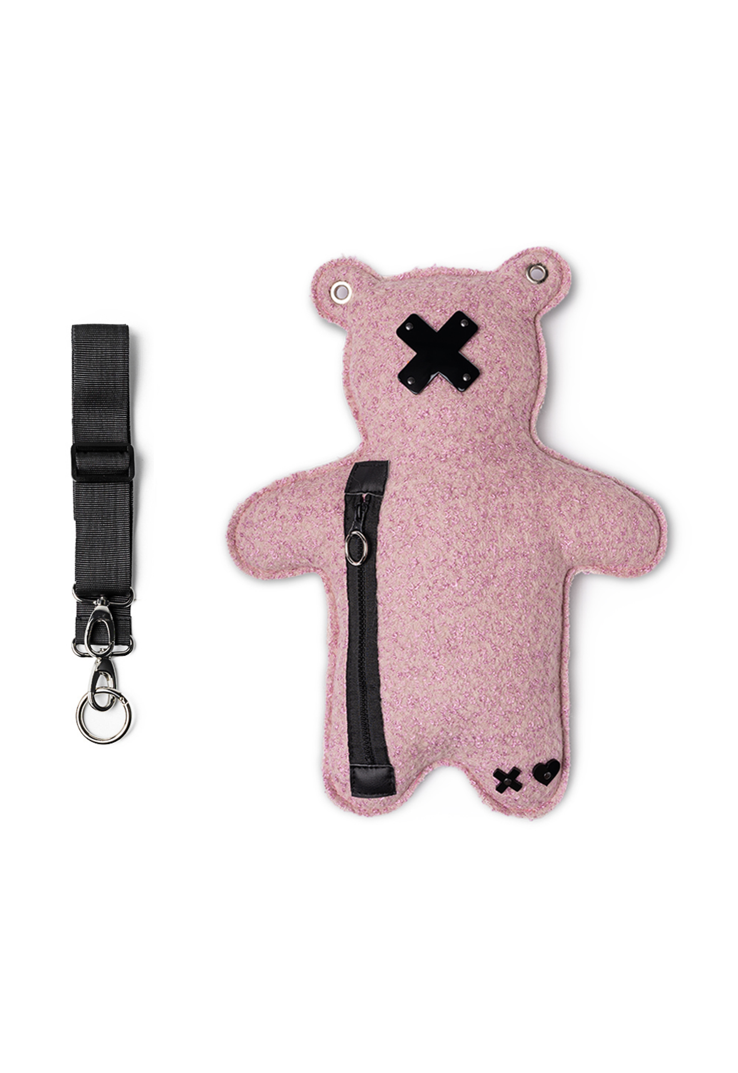 ROS | Soft Pink Bouclé | Black Acrylic Bear Bag