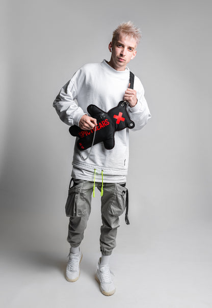 Unisex Black and Red SPICYBEARS Cross-Body Bag - Accessory for Hypebeasts