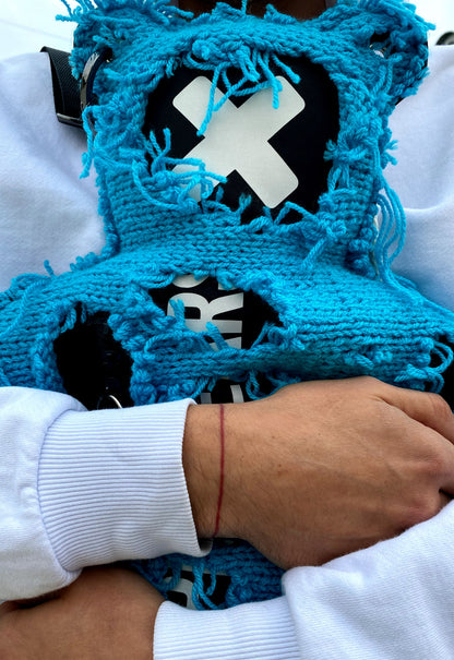 SPICYBEARS Spooky Bear Bag In Black With Blue Semi-Wool Coat - SPICYBEARS