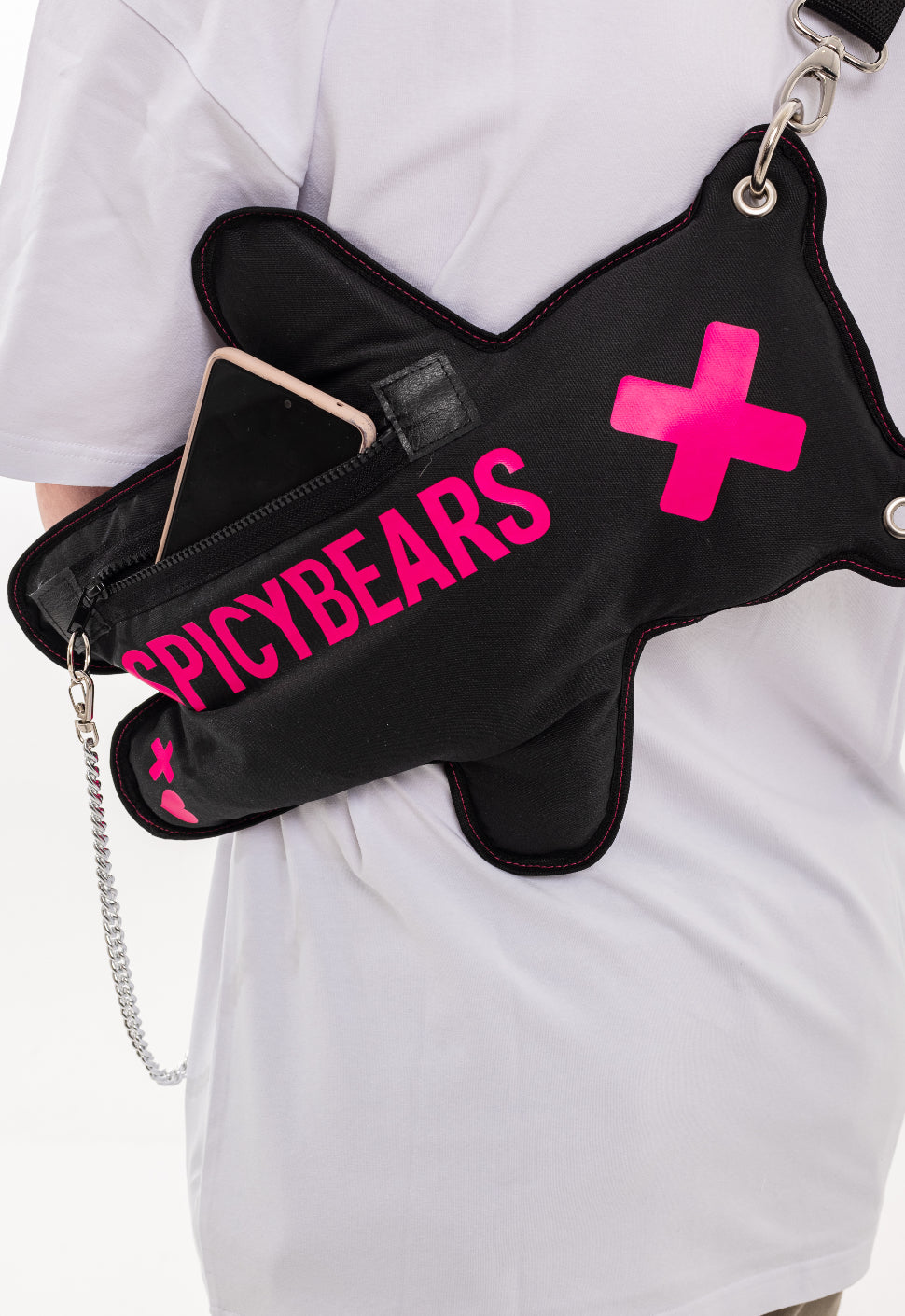 "SPICYBEARS Bag with Roomy Pockets ": With two zippered pockets and a spacious back patch pocket, this bag has plenty of room for all your essentials, making it perfect for everyday wear
