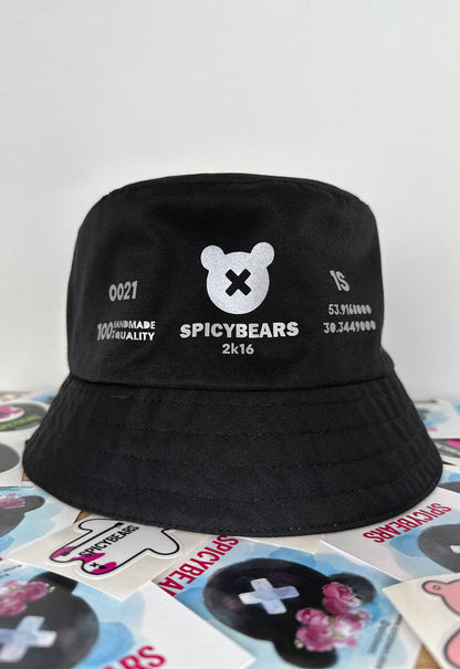 Black | White Reflective Print SPICYBEARS Bucket Hat - SPICYBEARS