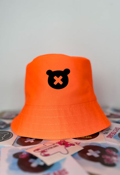 Neon Orange | Black Print SPICYBEARS Bucket Hat - SPICYBEARS
